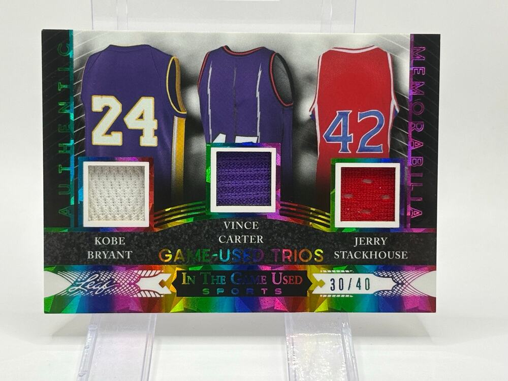 2024 Leaf Game Used Kobe Bryant Vince Carter Jerry Stackhouse Jersey Patches /40